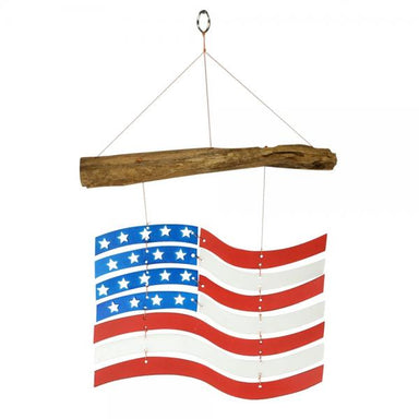 Glass Chime - US Flag Mobile & Driftwood