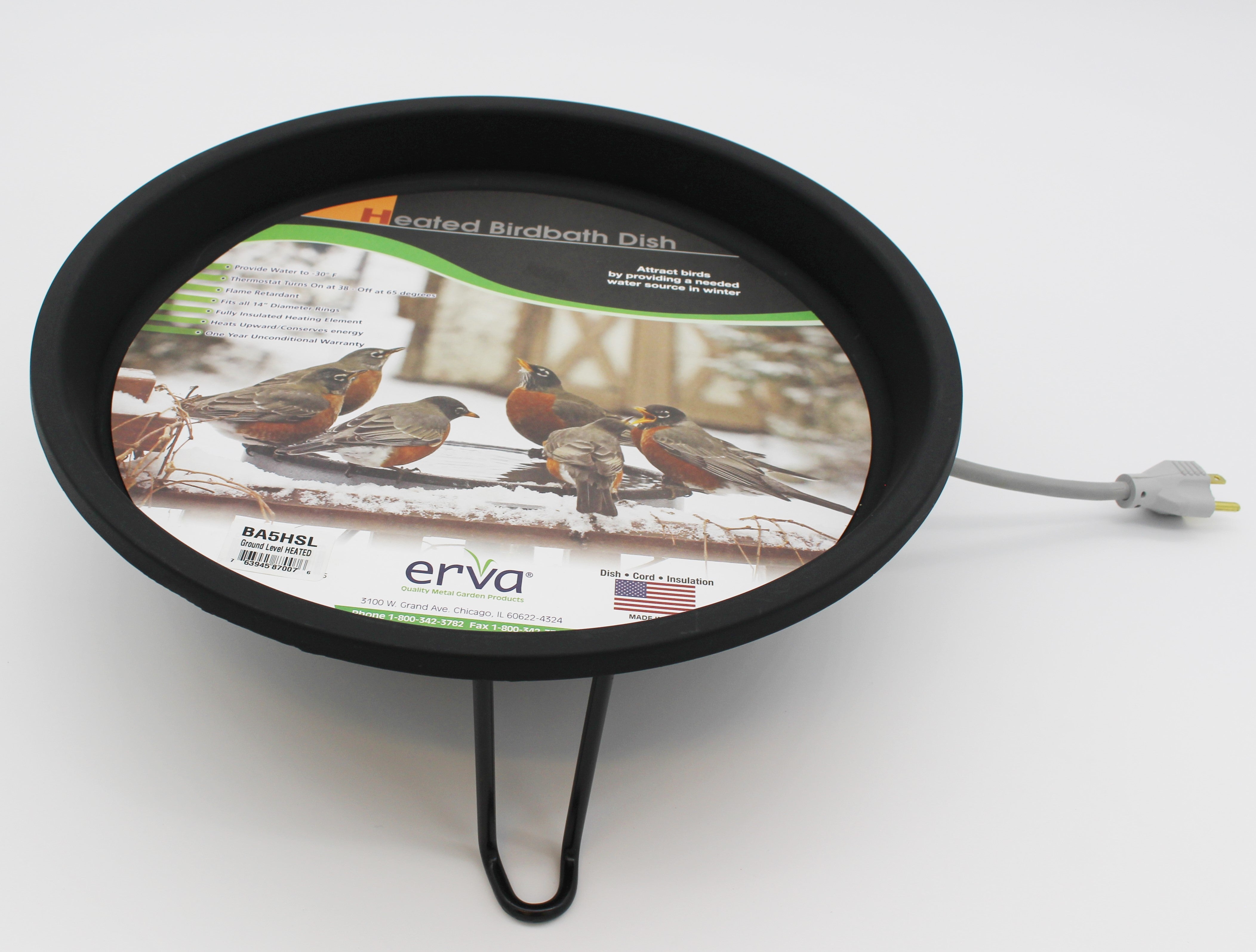 Erva Heated Bird Bath - Wire Ring Ground Level w/ Insert
