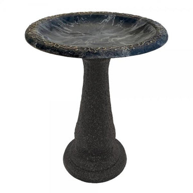 Fiber Clay Bird Bath - Charcoal Sand w/ Pedestal