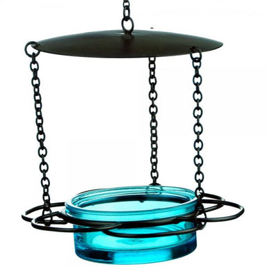 Recycled Glass 6" Hanging Cup Floral Feeder - Aqua