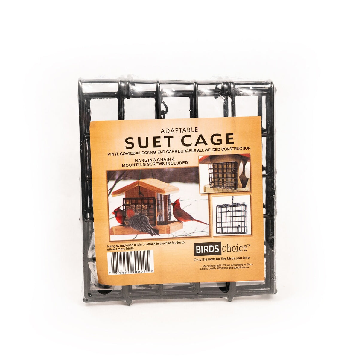 Suet Cage with Mounting Screws and Chain — For the Wild Birds